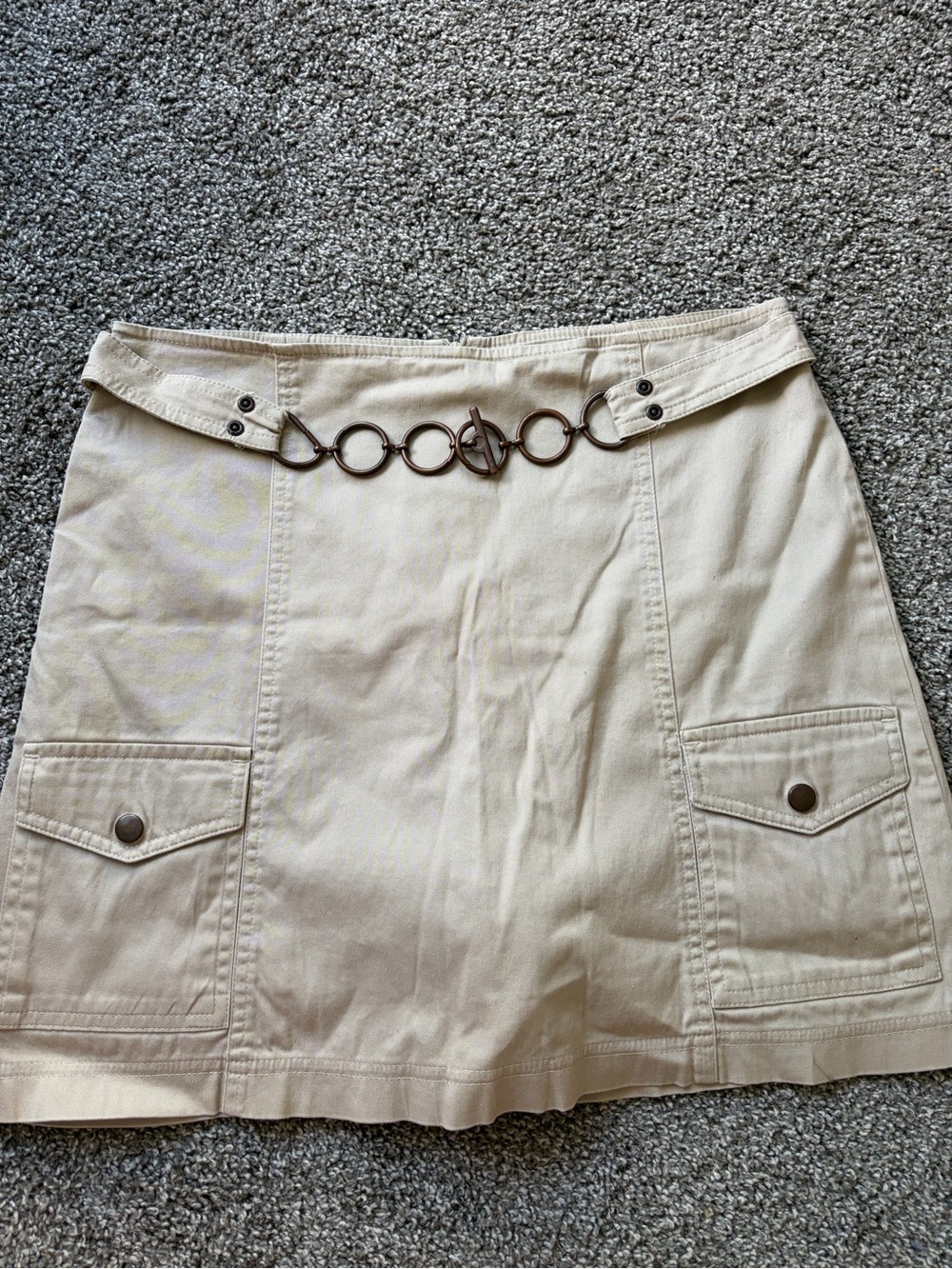 George Cream Utility Mini Skirt with Ring-Link Belt
